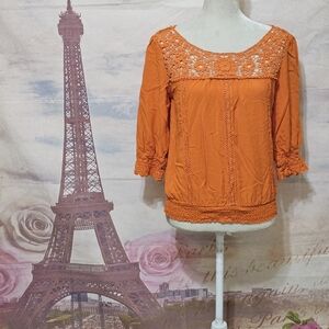 Solitaire Women's Top with Lace in Vibrant Orange